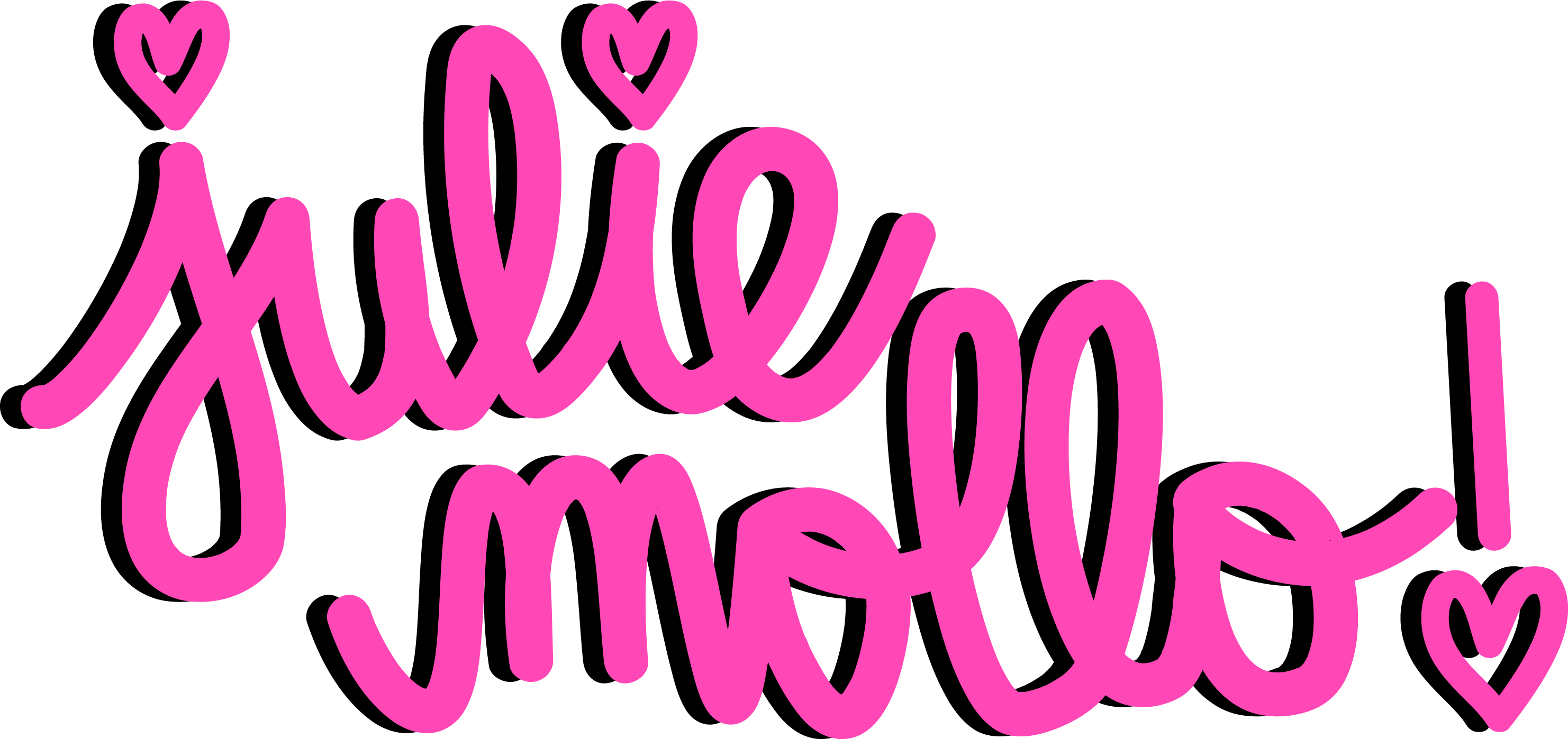 Julie Mollo pink and black handwritten logo