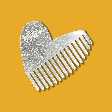 Glitter Acrylic Doodle Heart Hair Comb!