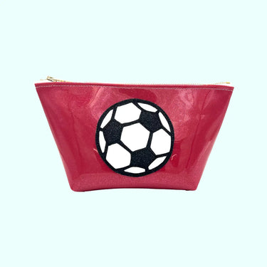 Perfect Little Soccer Pouch! ⚽ Pink Glitter with Soccer Ball Appliqué