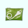 sparkly green and white glitter pouch for electronics chargers, packing pouch for electronics, American chargers and cords