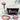 Cute and custom black glitter infused vinyl pouch with a pink glitter "Beauty" applique sewn on the front. Clutch is pictured next to a vase of flowers, a necklace, and a compact mirror.
