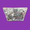 Cute and customizable Clear vinyl perfect little pouch filled with rainbow confetti.