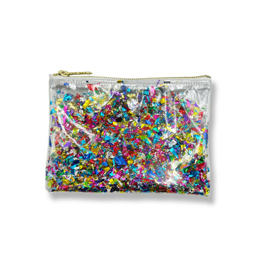 Clear Confetti Midi Clutch!