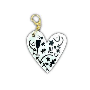 Black & White Doodle Heart Keychain!