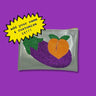 Silver Glitter Vinyl Zipper Clutch with glitter canvas eggplant and peach emoji appliques
