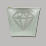 Silver vinyl toiletry bag with a silver sparkly diamond applique. 