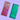 Two iridescent sunglasses sleeves. One sleeve is a pinky orange color and the other is a blueish green color. 