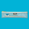clear vinyl clutch with a silver, white, and blue sparkly toothbrush applique.